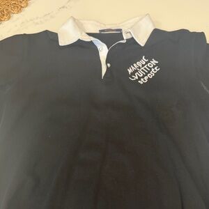 Louis Vuitton Black Polo Shirt with White Collar